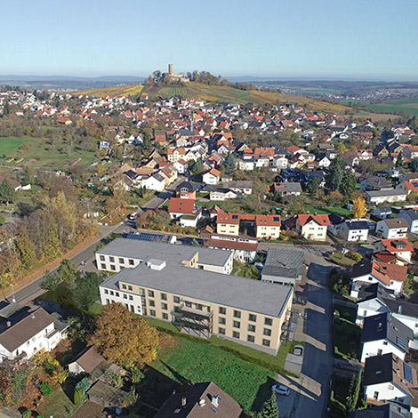 Überblick über Sinsheim-Weiler mit Burg Steinsberg